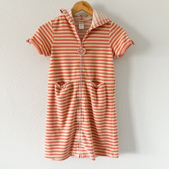 VTG Gymboree Terry Cloth Swim Cover Up Girls 12 Striped Full Zip Hooded Bathing - Picture 1 of 10
